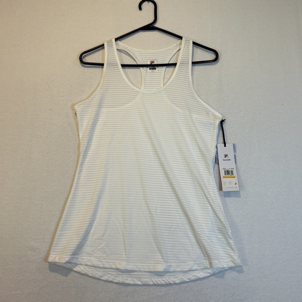 Fila Womens Essentials Racerback Tank Top White Small TWO36911 Striped Tennis